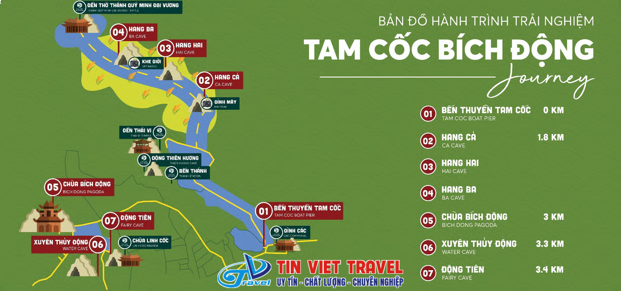 Bản đồ lịch trình Tam Cốc Bích Động