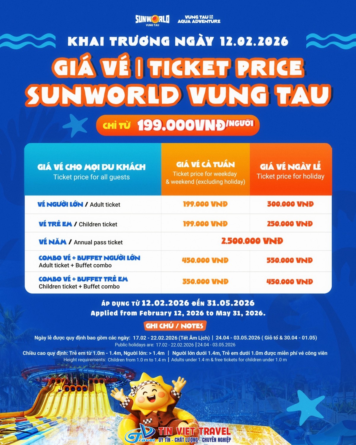 giá vé sun world vũng tàu 2026