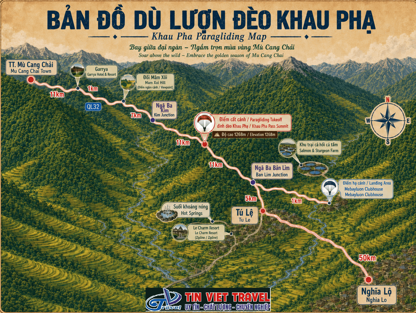 Bản đồ dù lượn Đèo Khâu Phạ Yên Bái